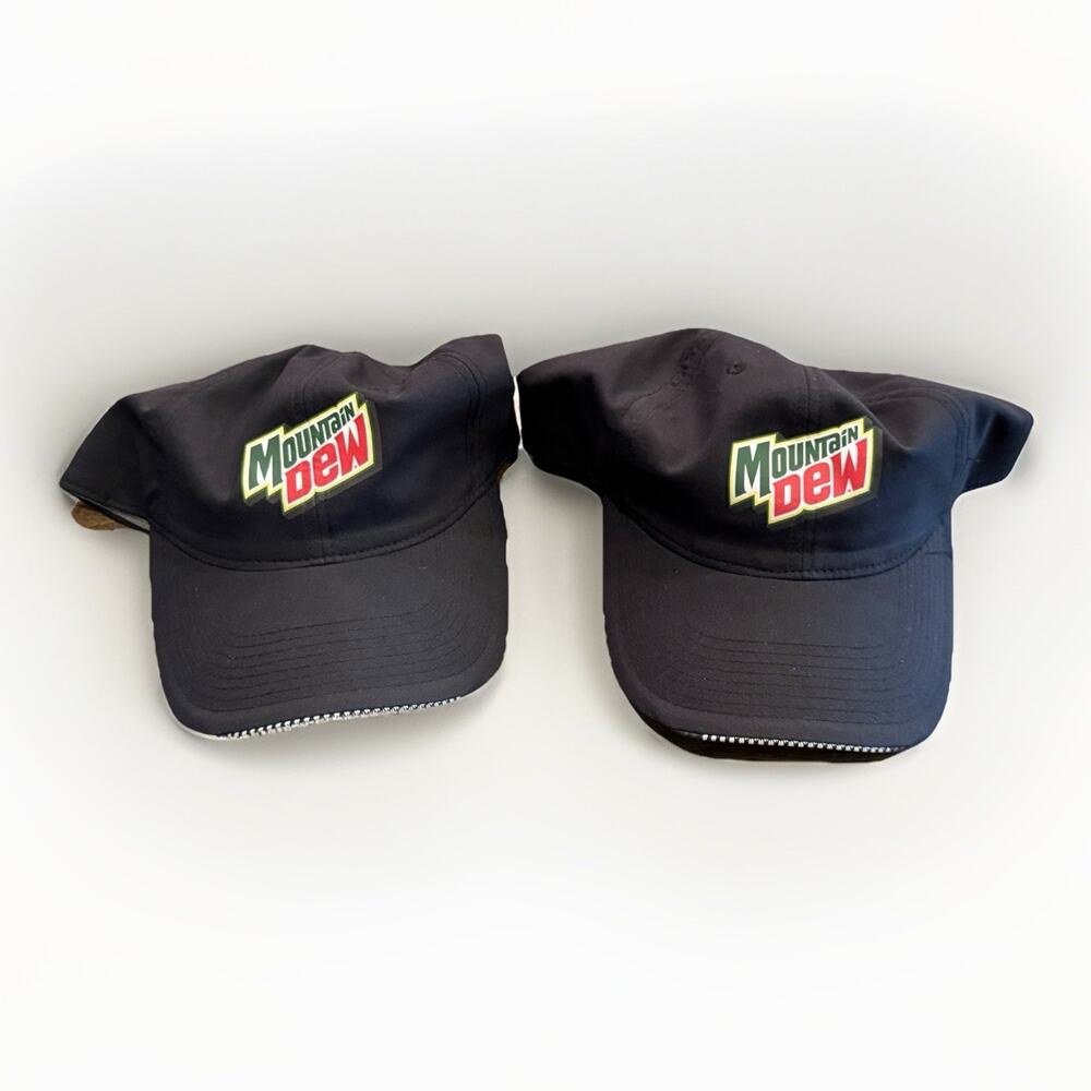 Lot Of 2 Merrimack Mountain Black Advertising Logo Adjustable Strapback Hat NWT